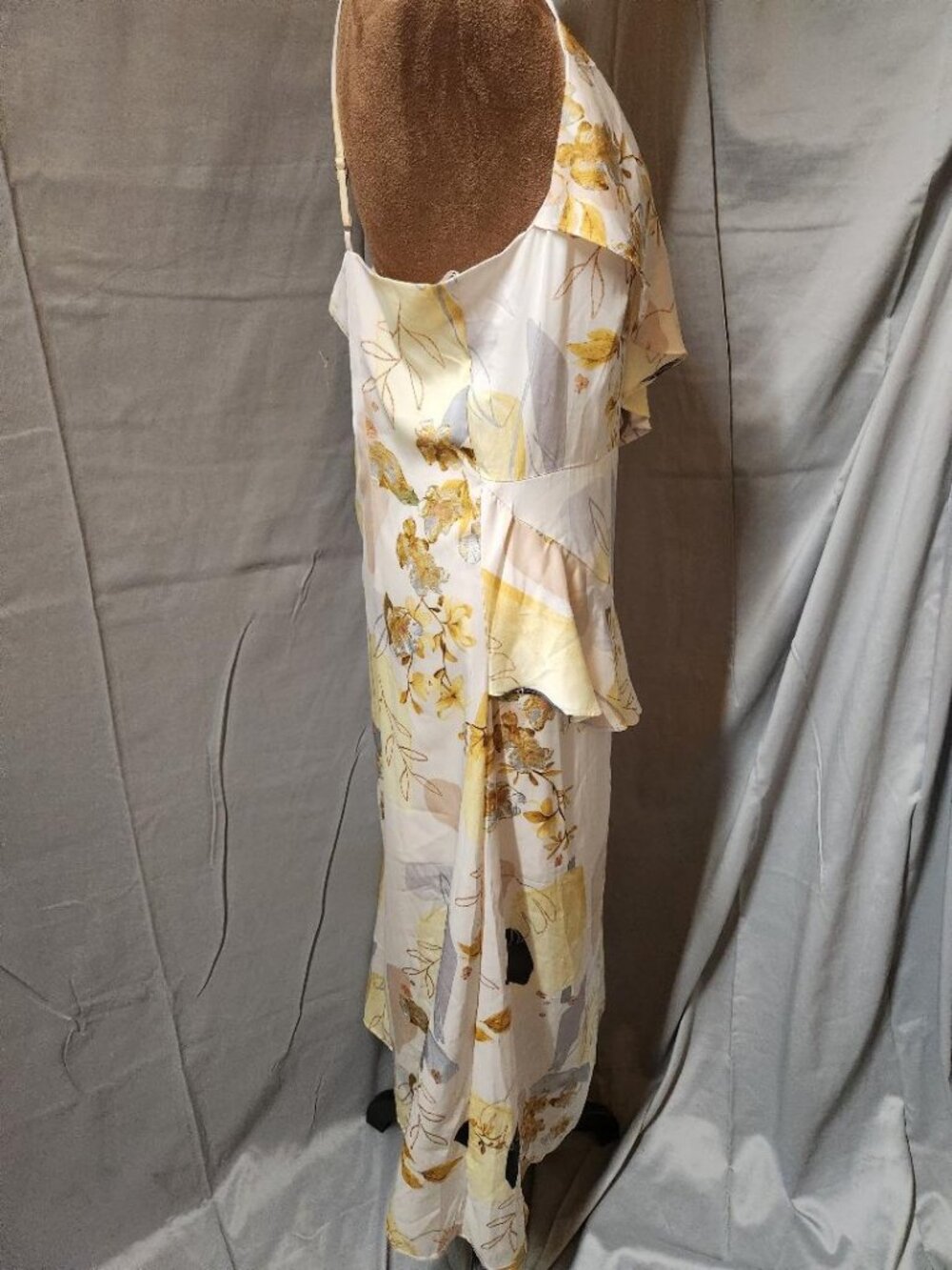 NWT Vestique 5th Ave Midi Floral Satin Ruffle Dress Sz Lg MSRP $56 - Picture 4 of 10